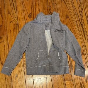 Hard Rock Cafe Gray Hooded Zip Sweatshirt with Floral Logo